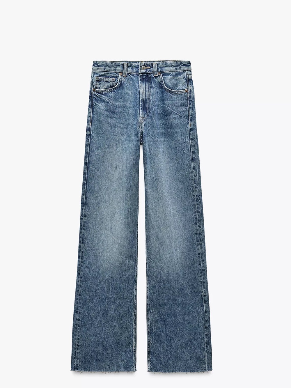 Zara high waist wide leg jeans, raw hem - Picture 2 of 9